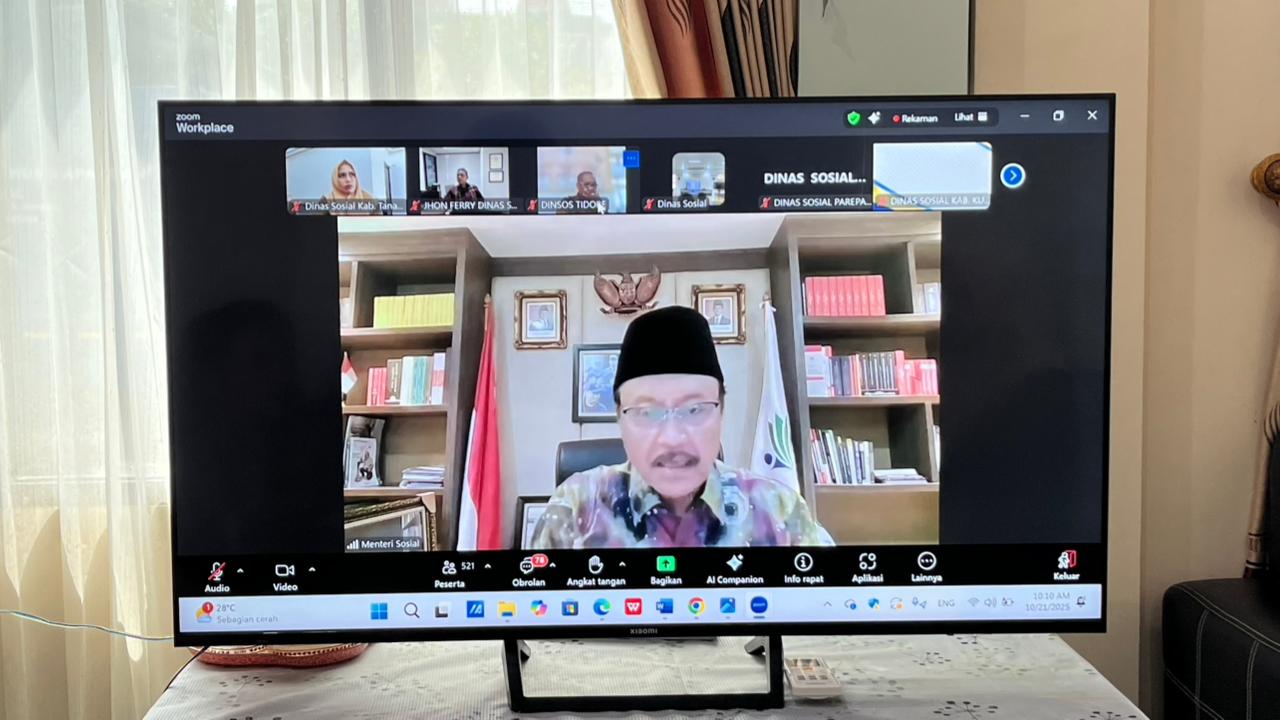 Dinas Sosial Tanah Bumbu Ikuti Zoom Meeting BLT Sementara Kesejahteraan Sosial Bersama Menteri Sosial