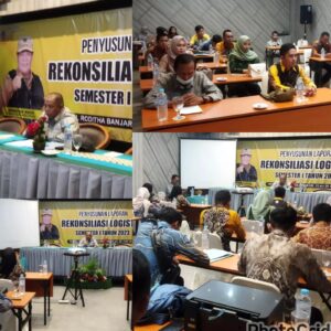 MENGIKUTI RAPAT PENYUSUNAN LAPORAN REKONSILIASI LOGISTIK SEMESTER I TAHUN 2023